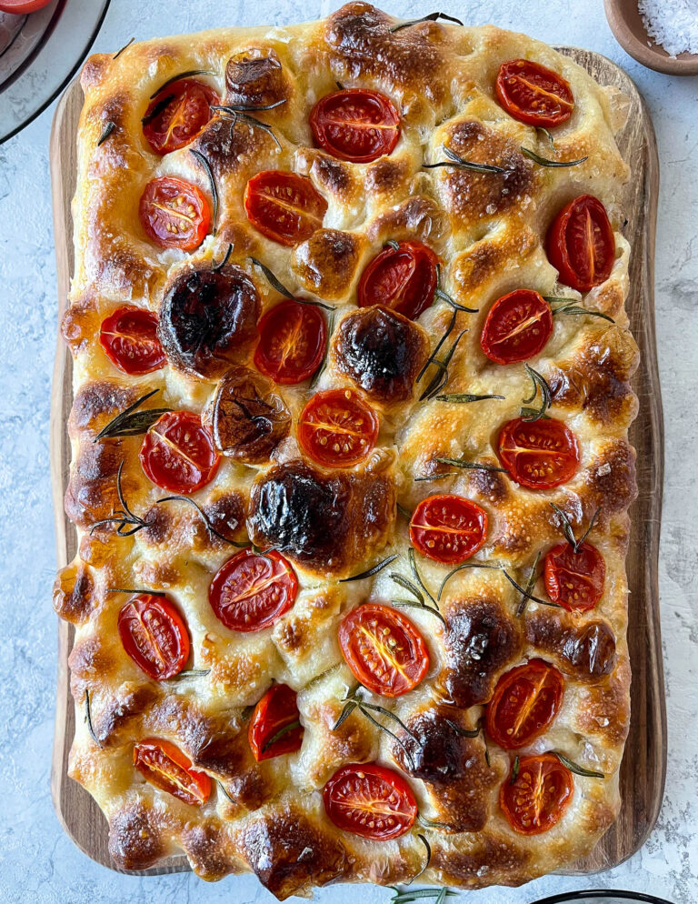 Sourdough Focaccia With Cherry Tomatoes & Rosemary