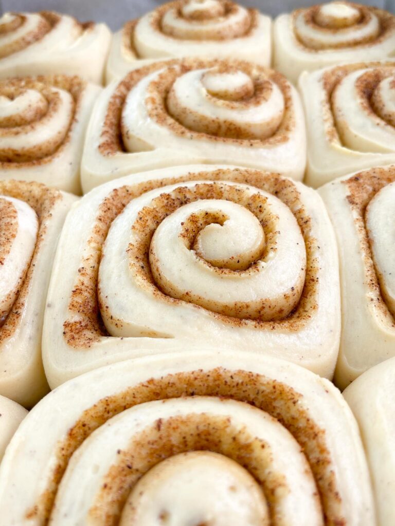 sourdough cinnamon rolls with caramel and pistachio